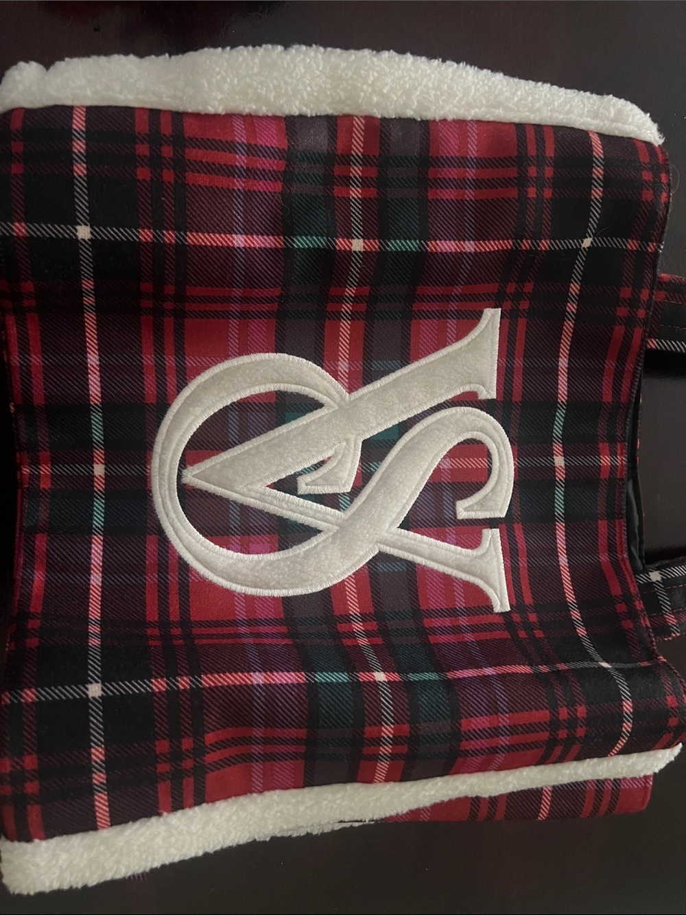 Victoria's Secret Red Plaid Shoulder Bag with Cream Logo Trim